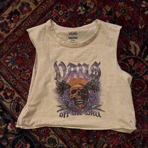 Vans Cream and Purple Skull Graphic Tank